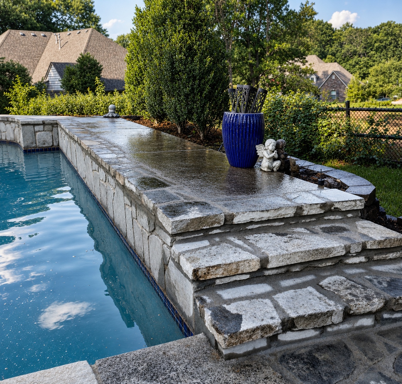 Cut-Stone Pool Coping & Steps